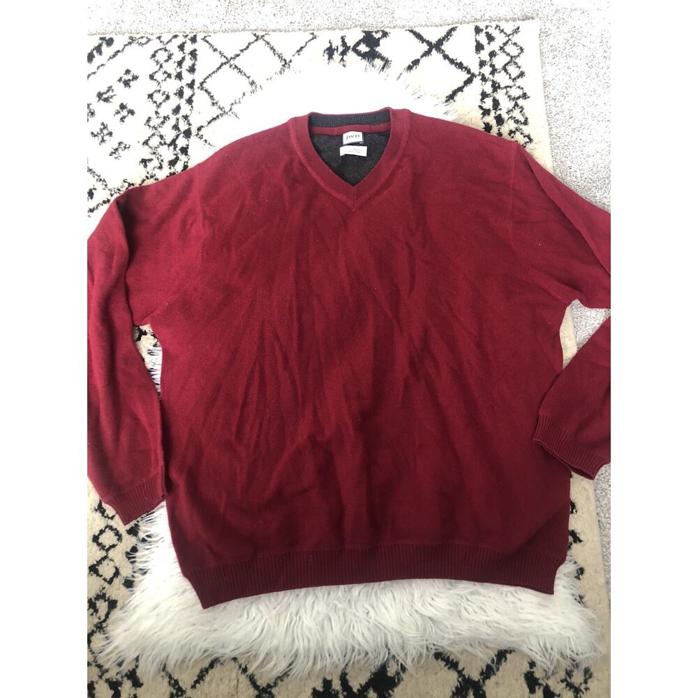JWN Red 100% Cashmere Sweater Mens Large Modern Casual Comfort. B4